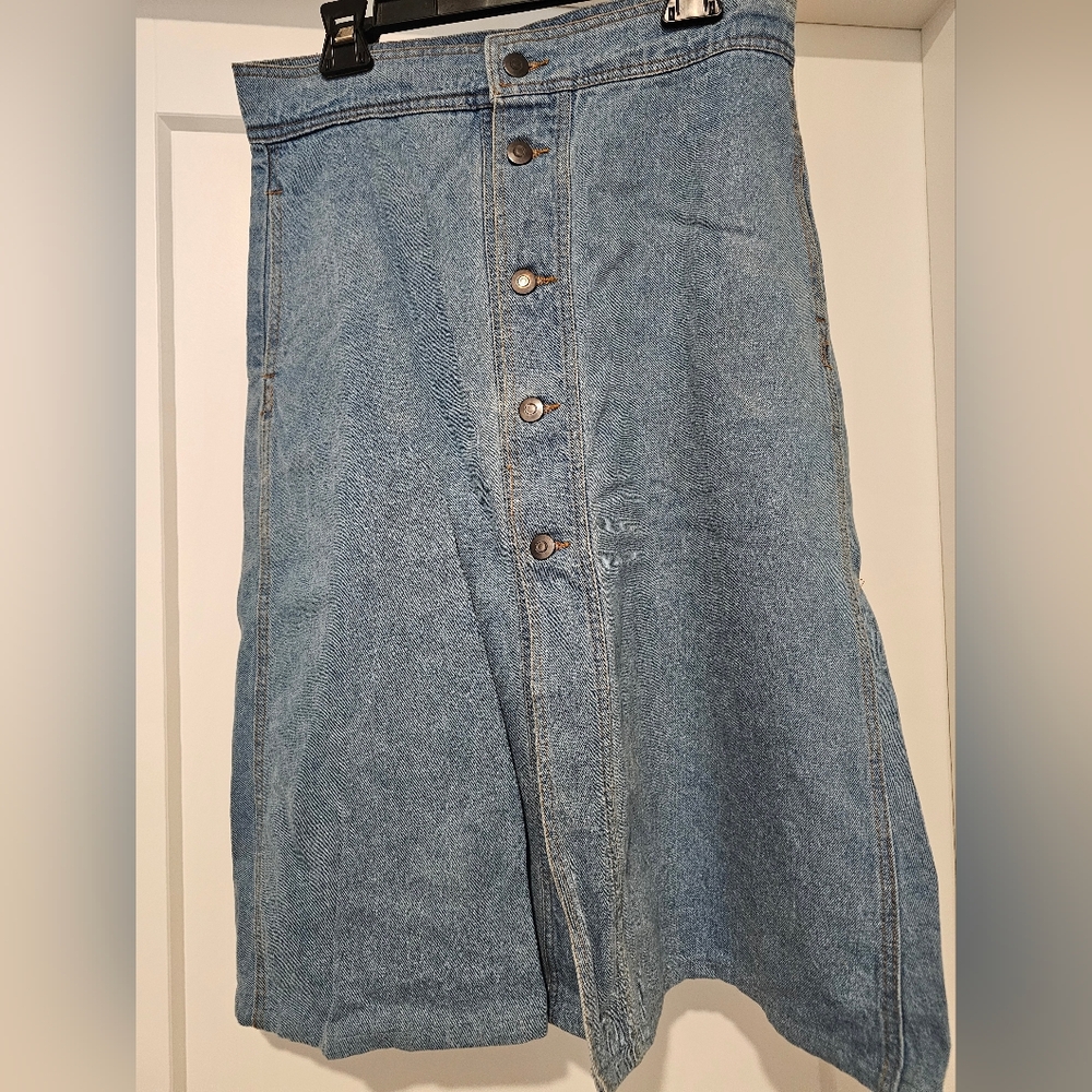 Denim Skirt with Button Detail